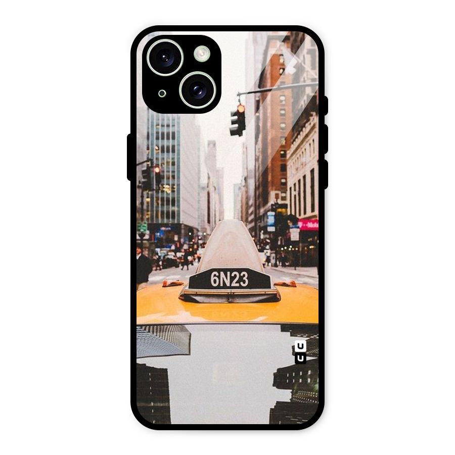 City Taxi Glass Back Case for iPhone 15 Plus