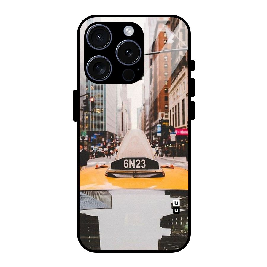 City Taxi Glass Back Case for iPhone 15 Pro