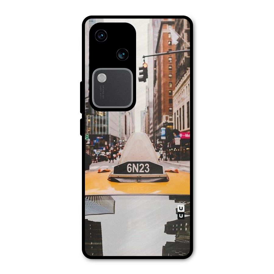City Taxi Metal Back Case for Vivo V30 Pro