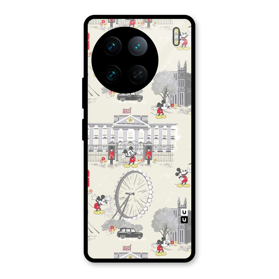 City Tour Pattern Glass Back Case for Vivo X90 Pro
