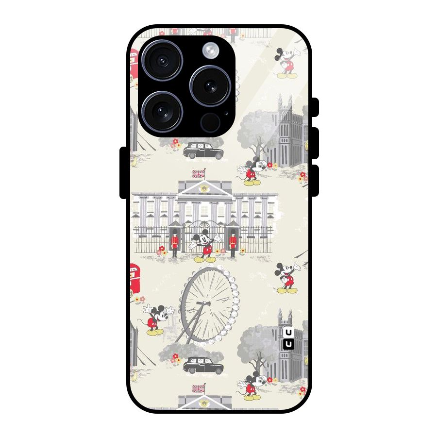 City Tour Pattern Glass Back Case for iPhone 15 Pro