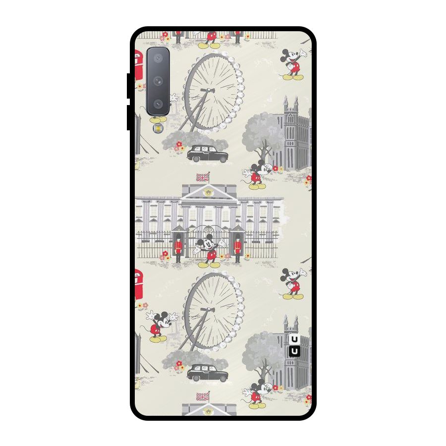 City Tour Pattern Metal Back Case for Galaxy A7 (2018)
