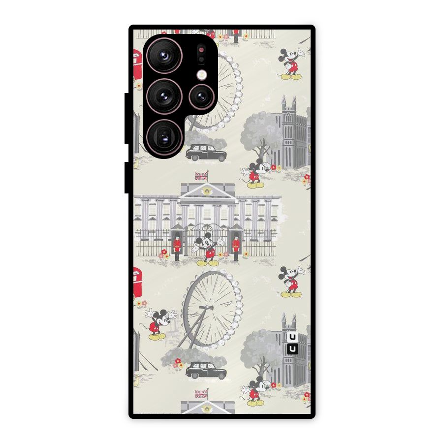 City Tour Pattern Metal Back Case for Galaxy S22 Ultra 5G