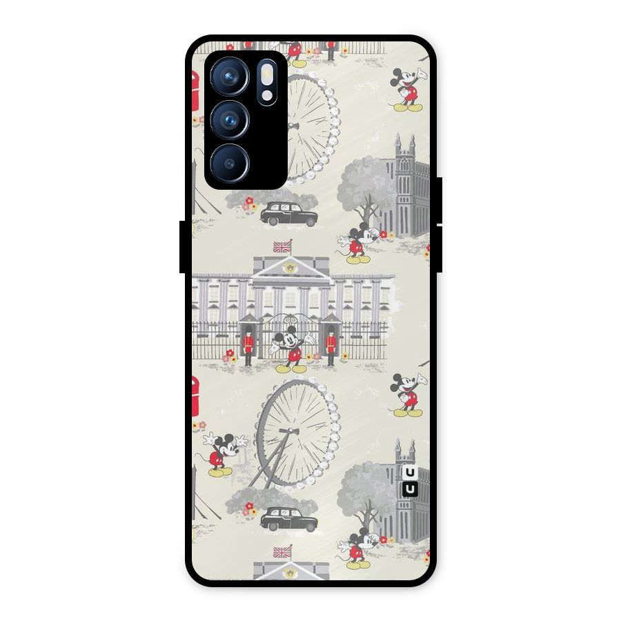 City Tour Pattern Metal Back Case for Oppo Reno6 5G