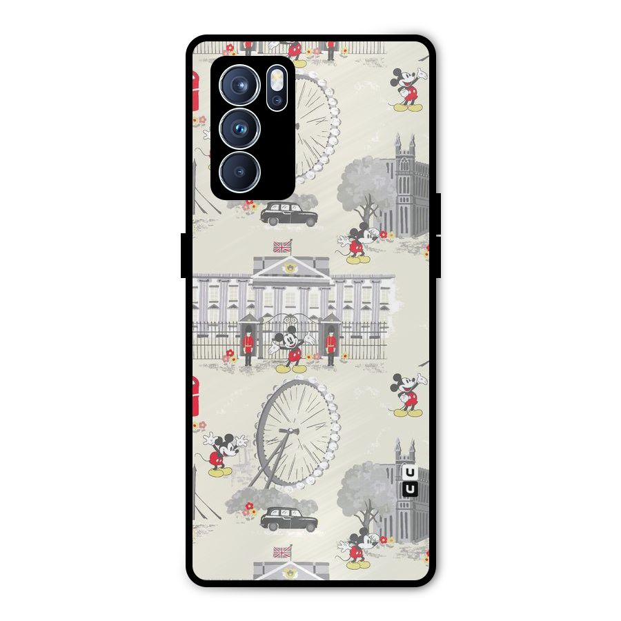 City Tour Pattern Metal Back Case for Oppo Reno6 Pro 5G
