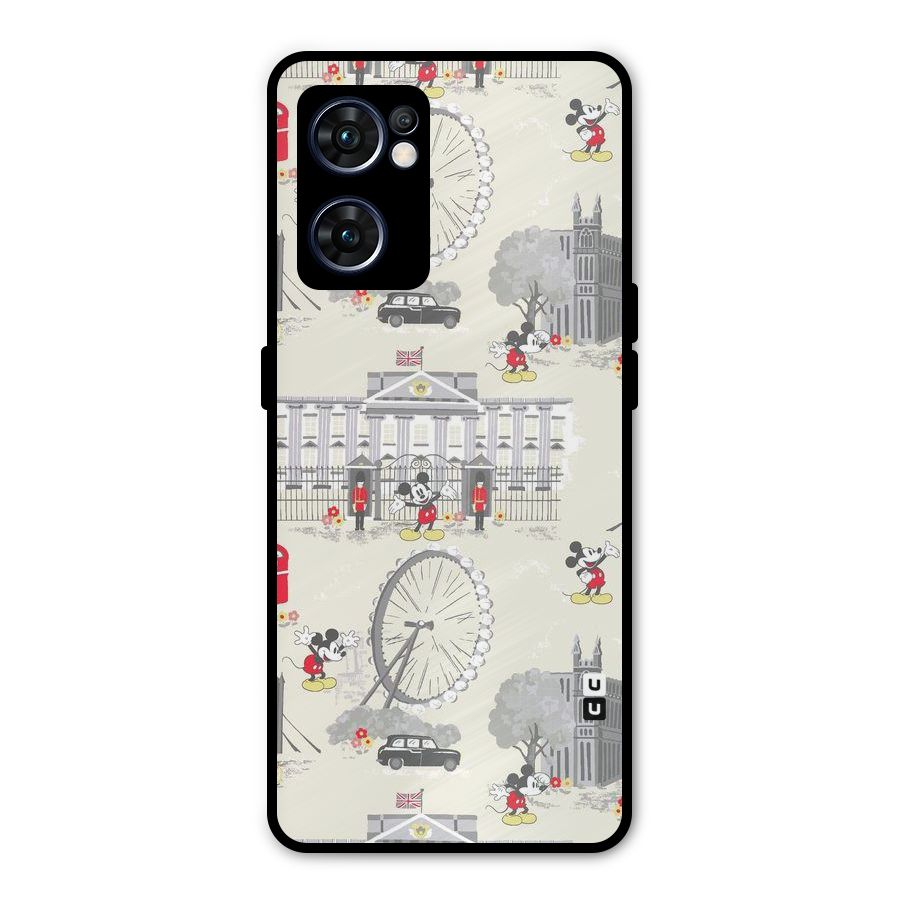 City Tour Pattern Metal Back Case for Oppo Reno7 5G