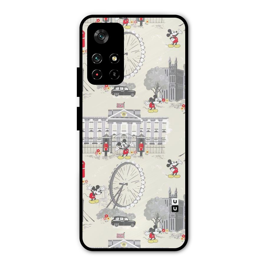 City Tour Pattern Metal Back Case for Poco M4 Pro 5G