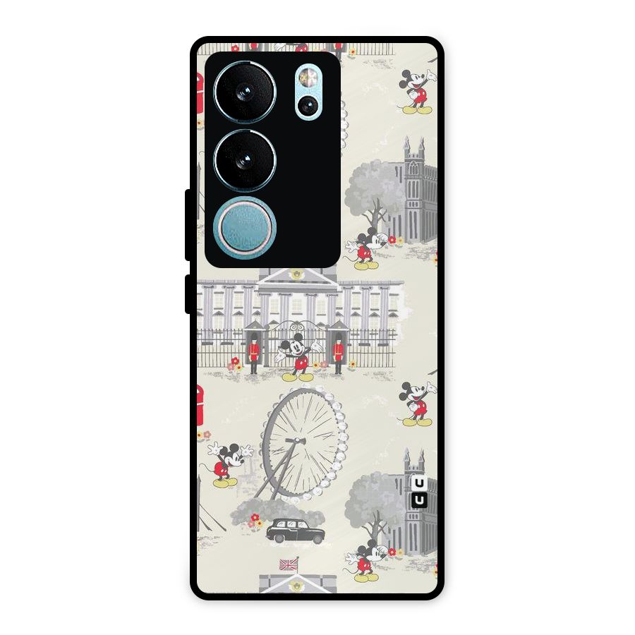 City Tour Pattern Metal Back Case for Vivo V29 Pro