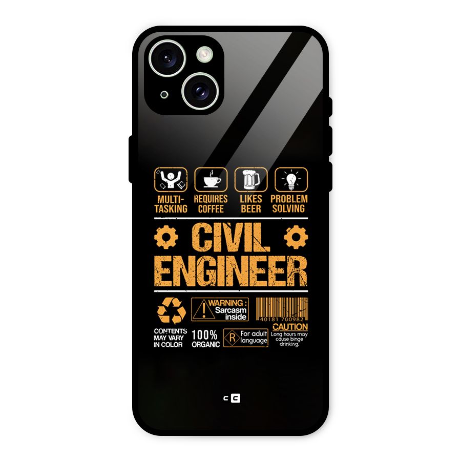Civil Engineer Glass Back Case for iPhone 15 Plus