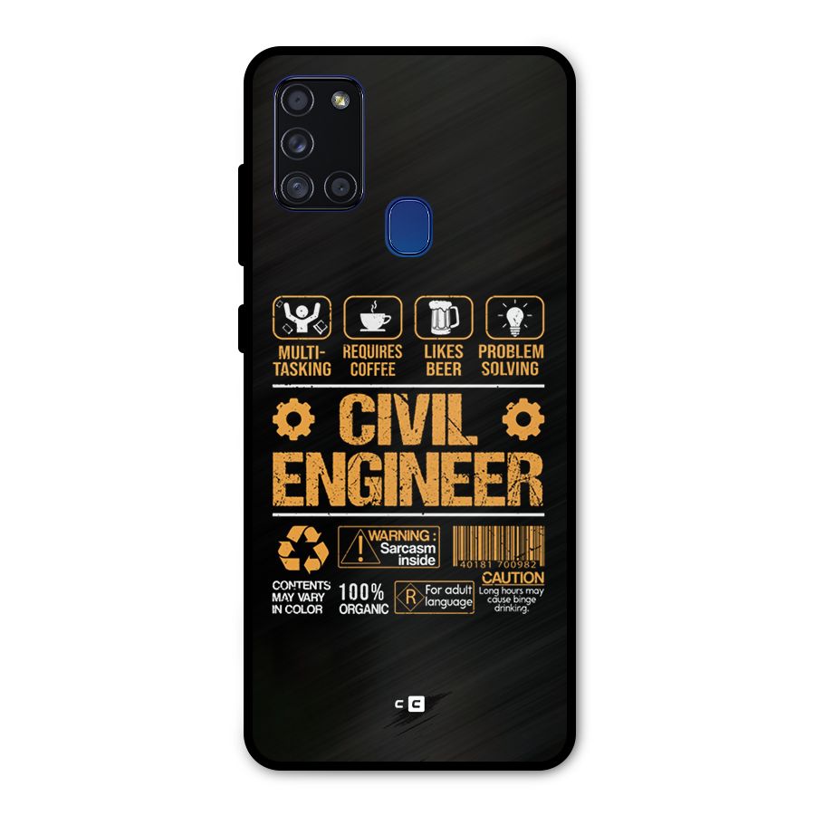 Civil Engineer Metal Back Case for Galaxy A21s