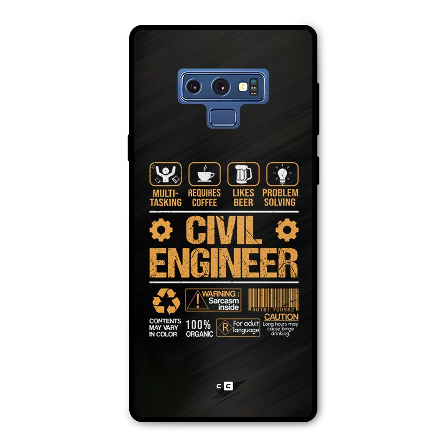 Civil Engineer Metal Back Case for Galaxy Note 9