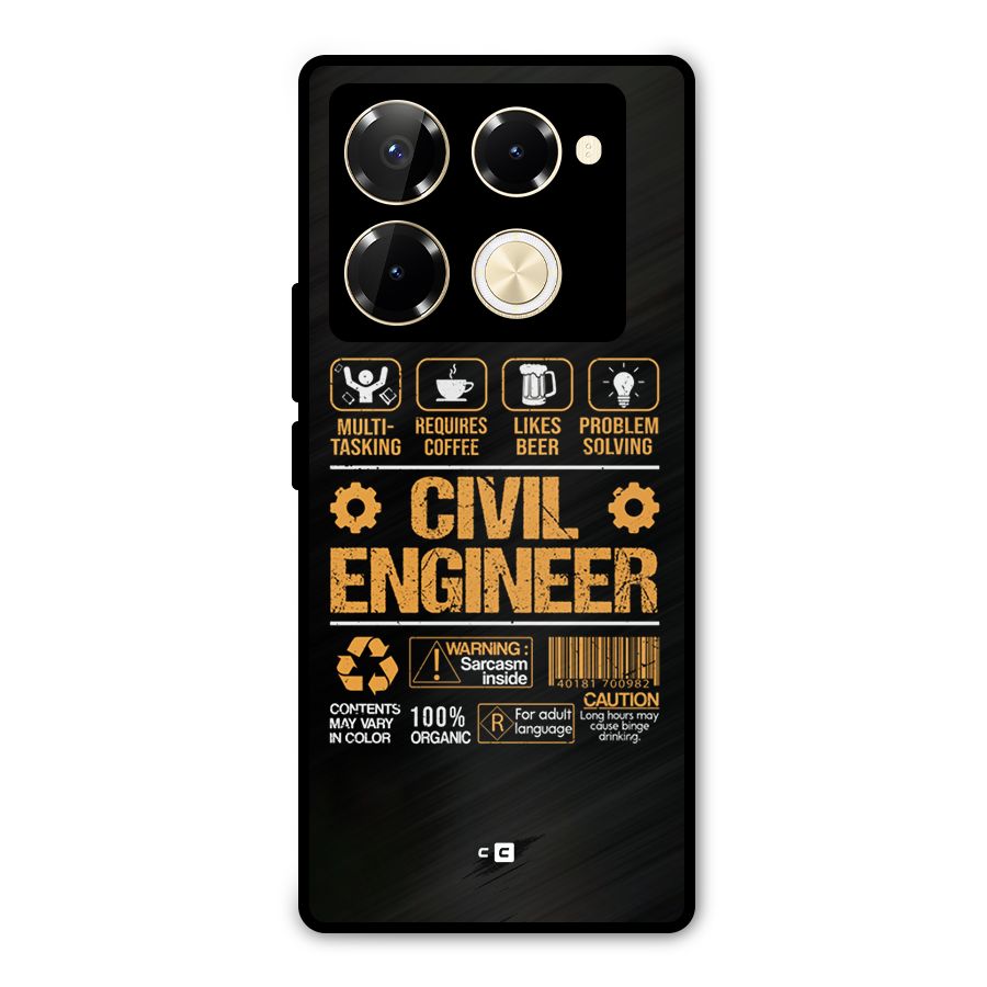 Civil Engineer Metal Back Case for Infinix Note 40 Pro Plus