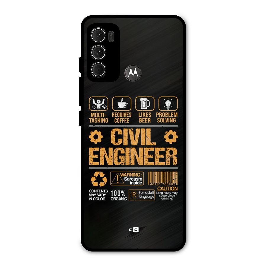 Civil Engineer Metal Back Case for Moto G60