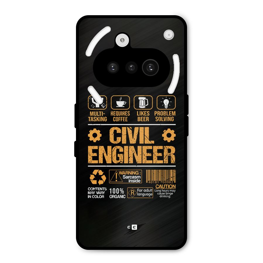 Civil Engineer Metal Back Case for Nothing Phone 3a