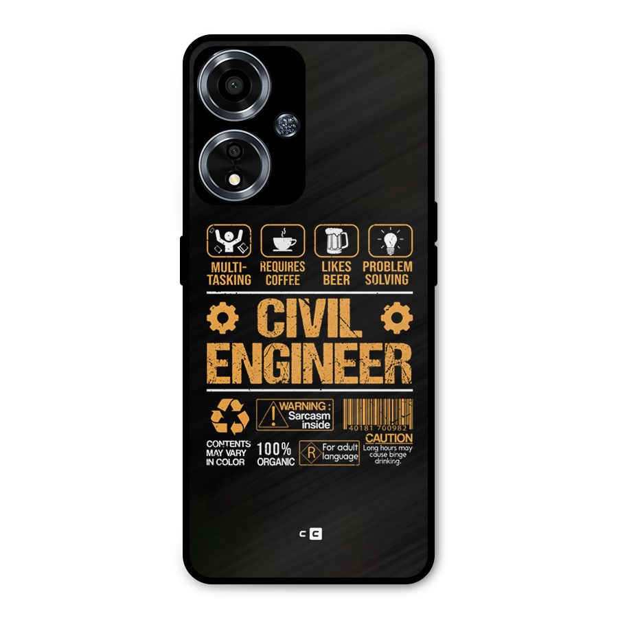 Civil Engineer Metal Back Case for Oppo A59