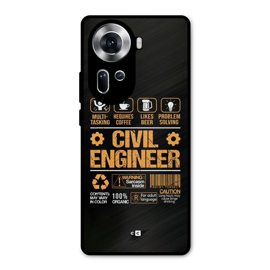 Civil Engineer Metal Back Case for Oppo Reno11 5G