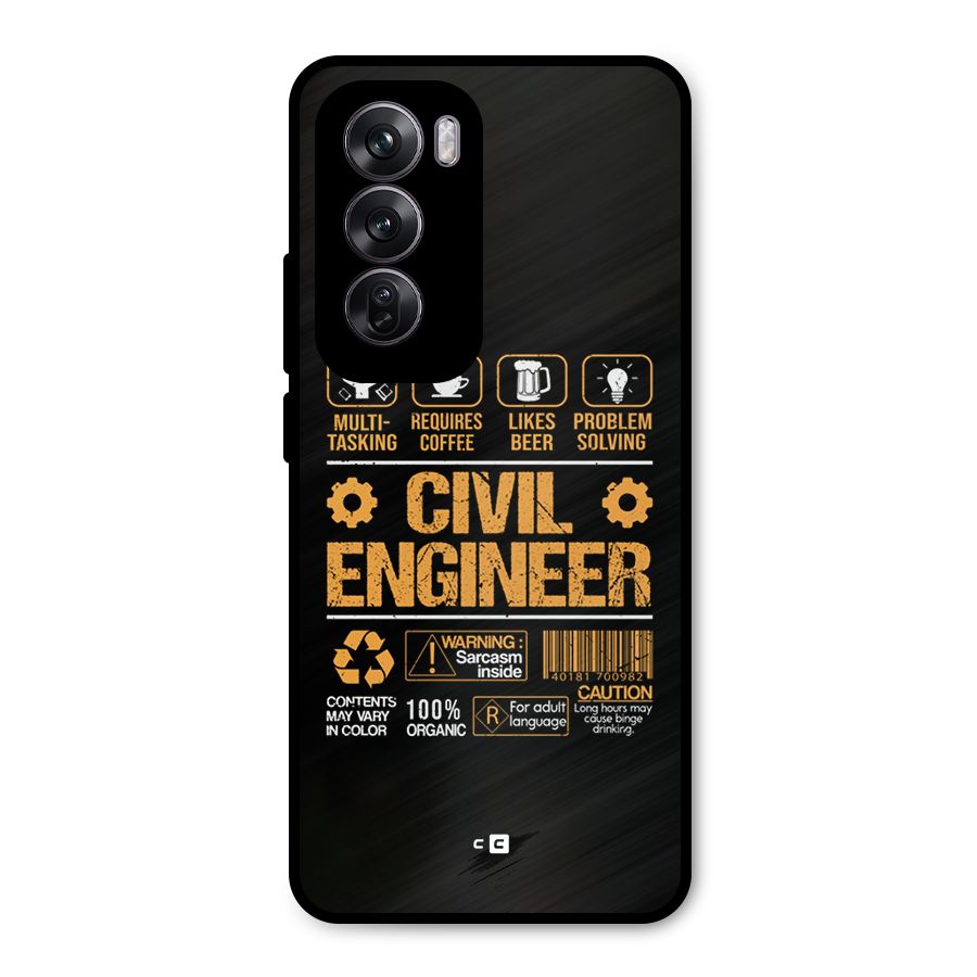 Civil Engineer Metal Back Case for Oppo Reno12 Pro