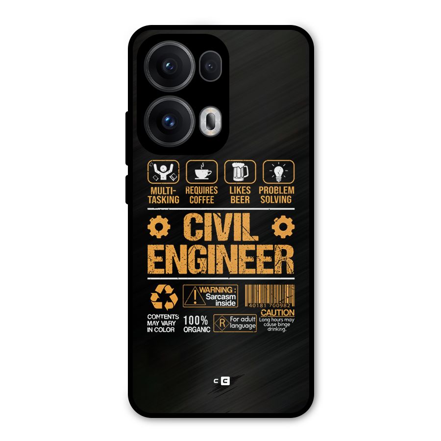 Civil Engineer Metal Back Case for Oppo Reno13 Pro