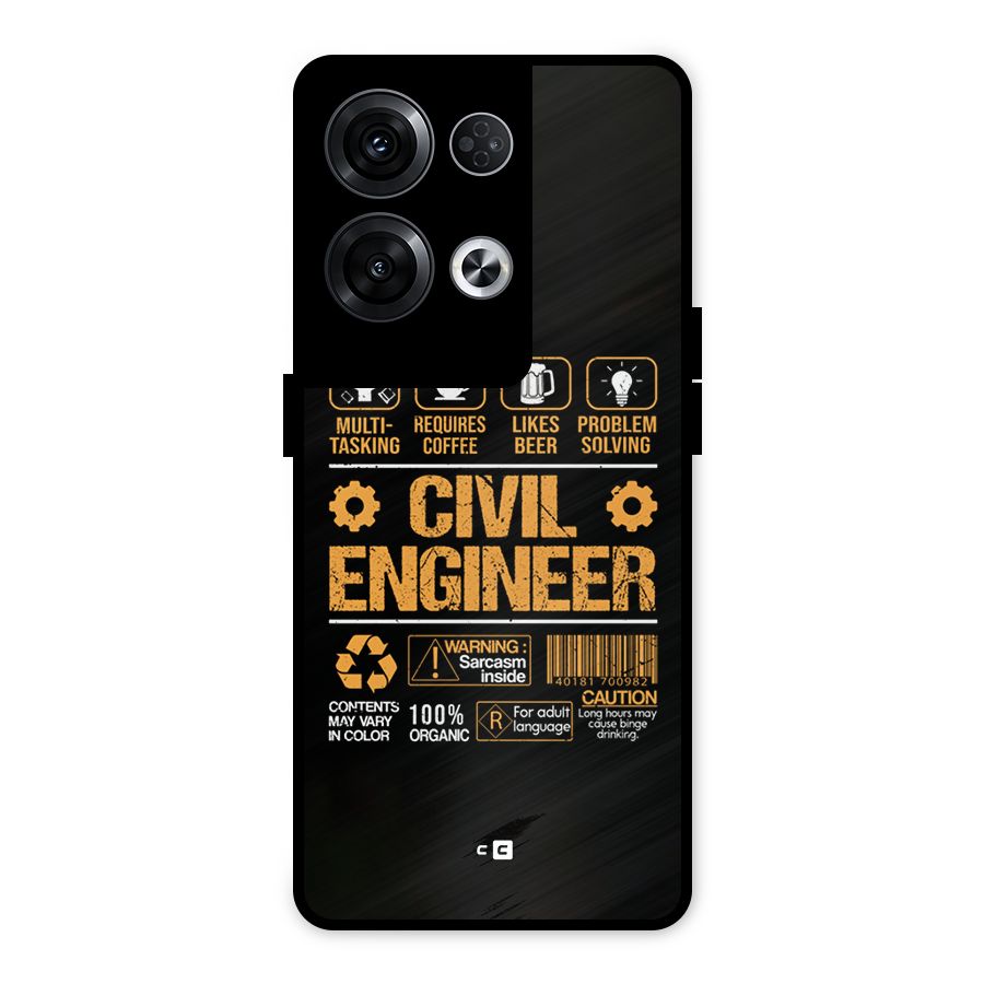 Civil Engineer Metal Back Case for Oppo Reno8 Pro 5G