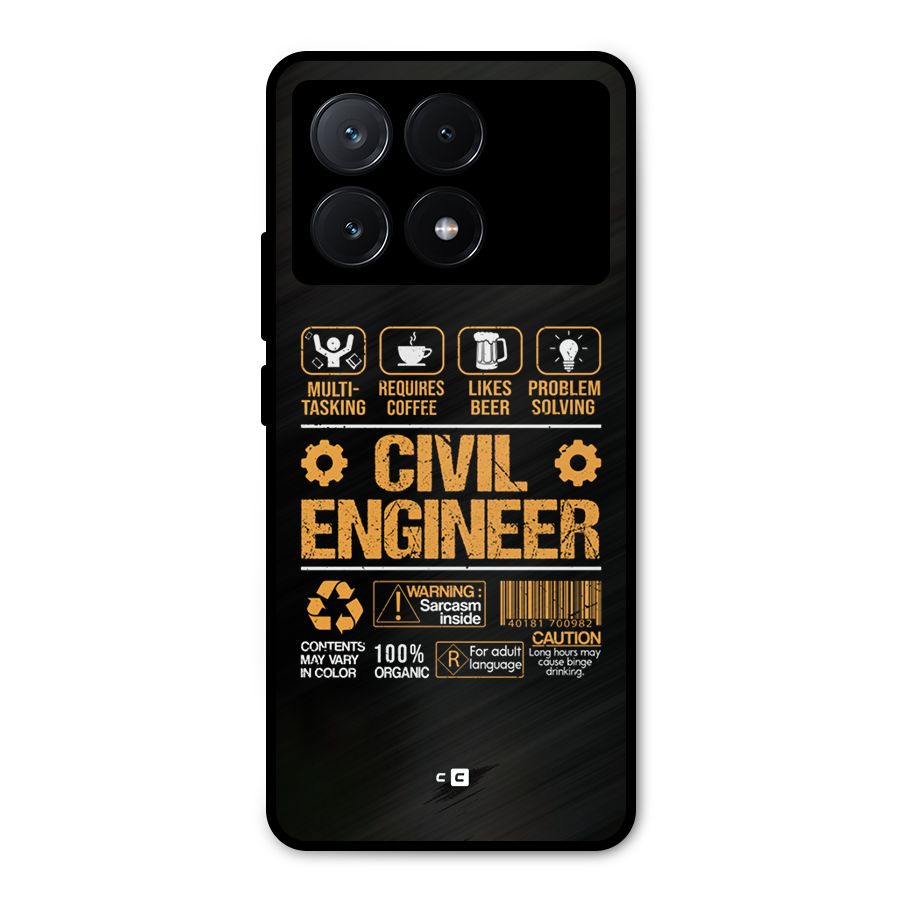 Civil Engineer Metal Back Case for Poco X6 Pro