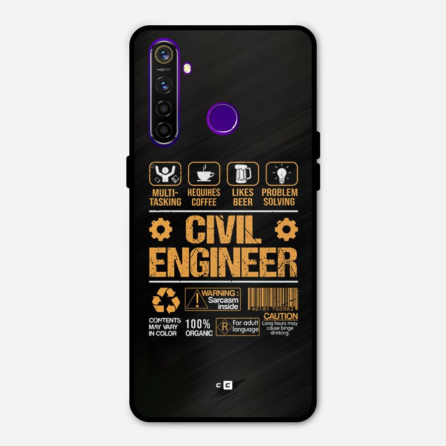 Civil Engineer Metal Back Case for Realme 5 Pro