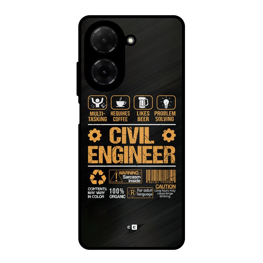 Civil Engineer Metal Back Case for Redmi A5 4G