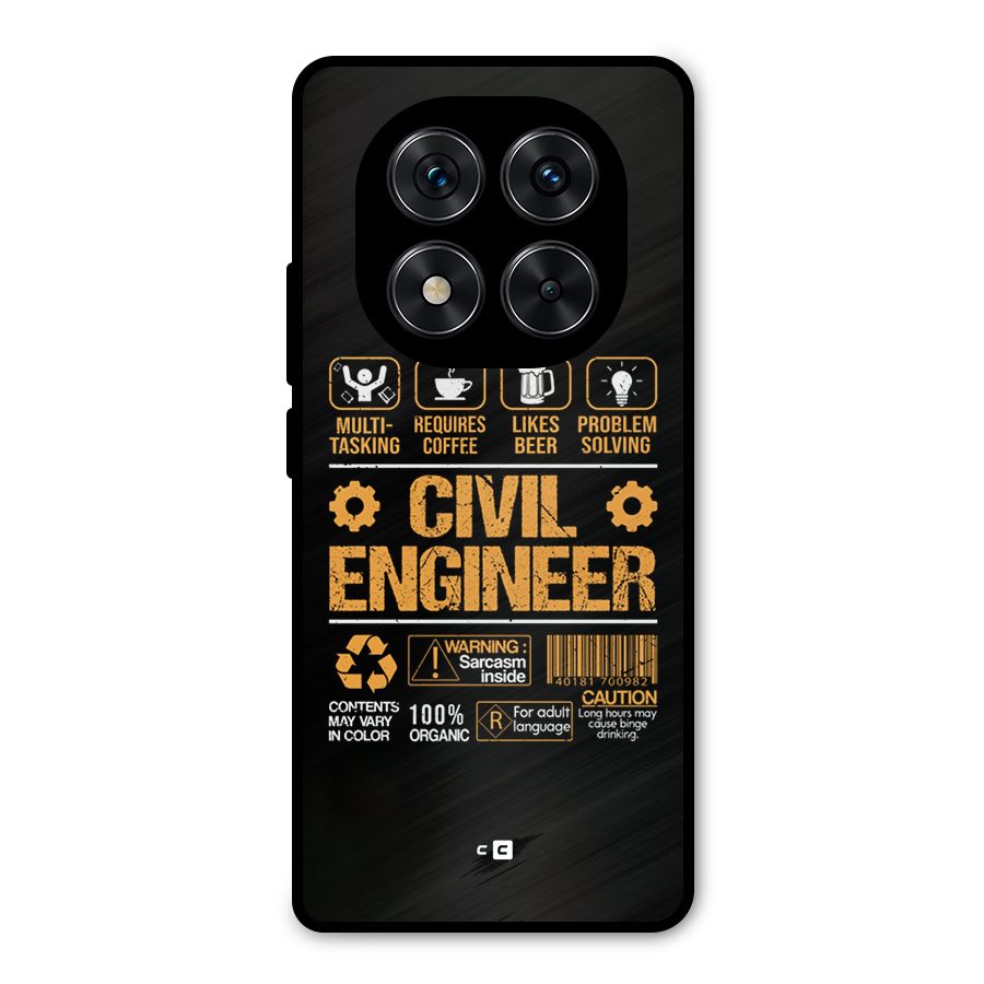 Civil Engineer Metal Back Case for Redmi Note 14 Pro 5G