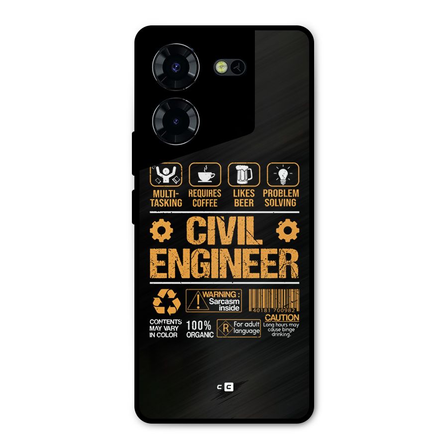 Civil Engineer Metal Back Case for Tecno Pova 5 Pro 5G