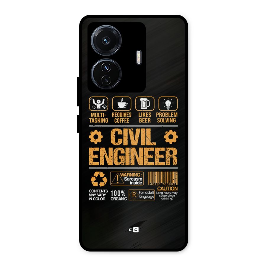 Civil Engineer Metal Back Case for Vivo T1 Pro