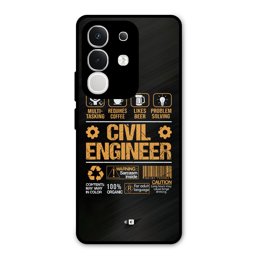 Civil Engineer Metal Back Case for Vivo T4x