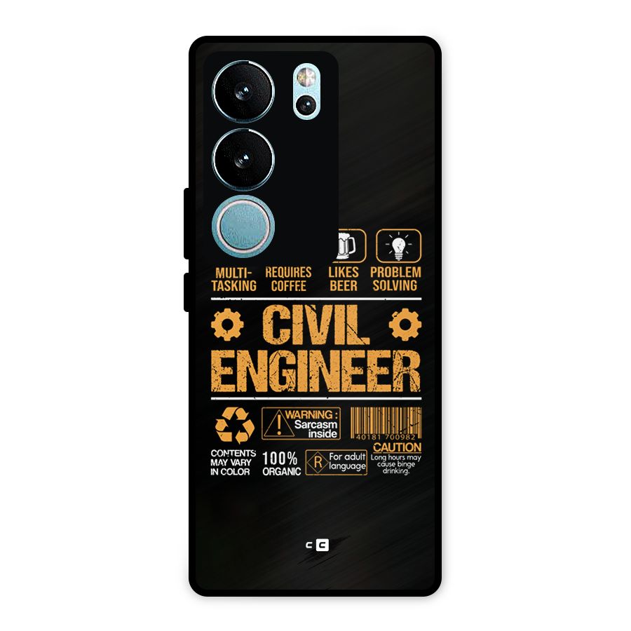 Civil Engineer Metal Back Case for Vivo V29 Pro