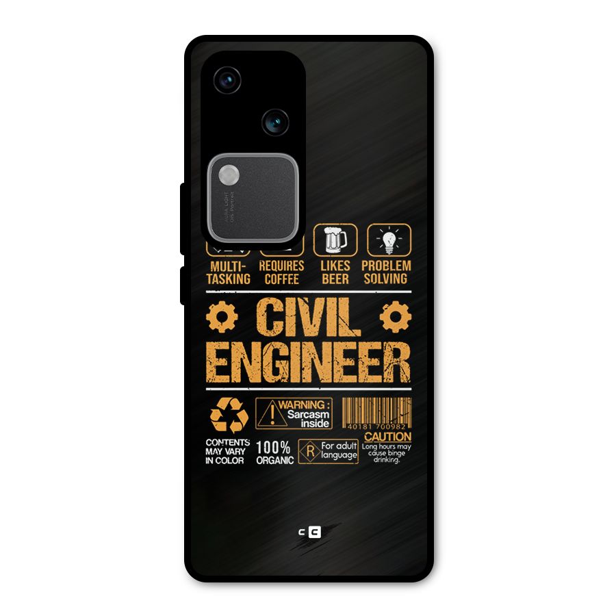 Civil Engineer Metal Back Case for Vivo V30 Pro