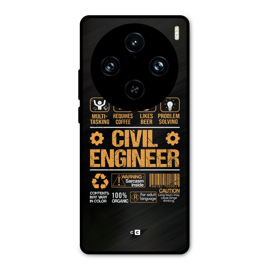 Civil Engineer Metal Back Case for Vivo X100 Pro