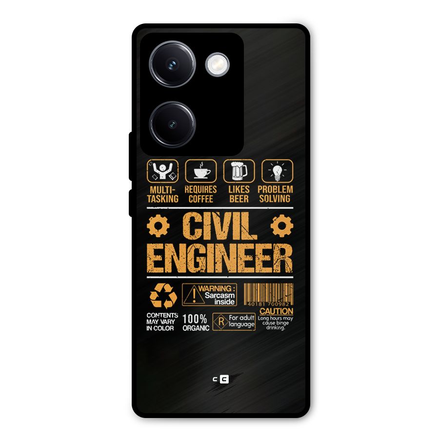 Civil Engineer Metal Back Case for Vivo Y300 Plus