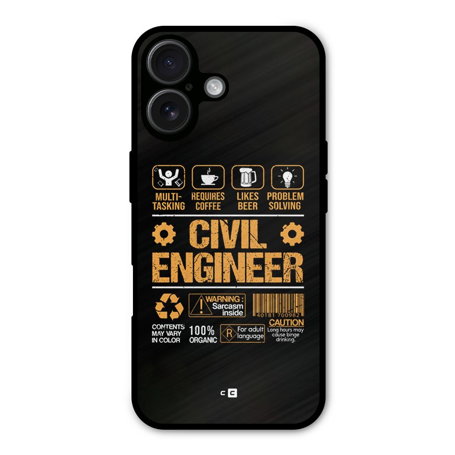 Civil Engineer Metal Back Case for iPhone 16