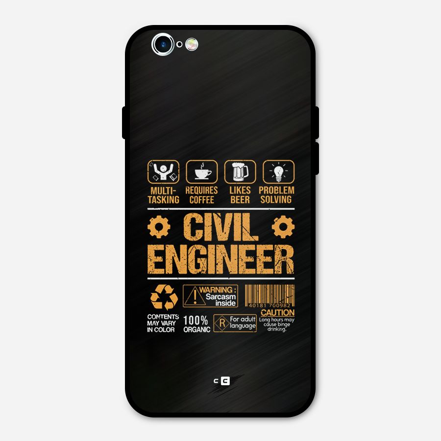 Civil Engineer Metal Back Case for iPhone 6 6s