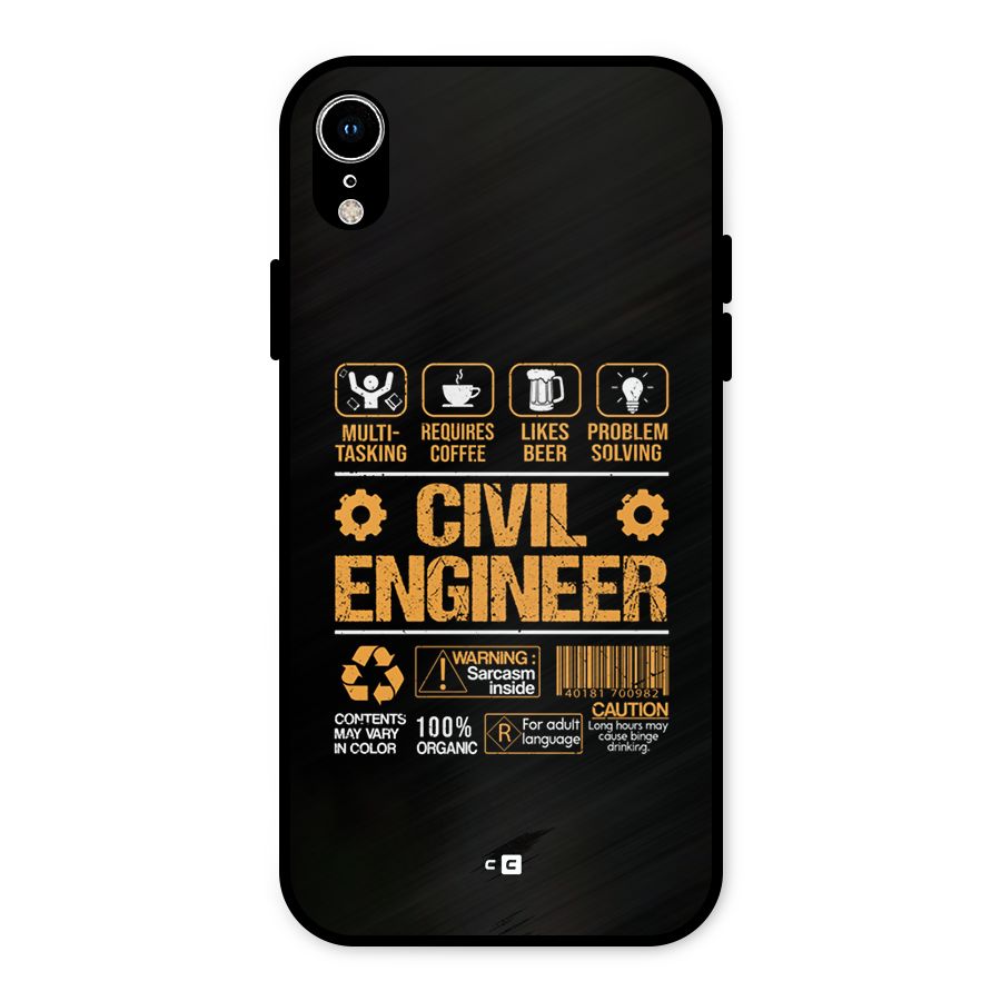 Civil Engineer Metal Back Case for iPhone XR
