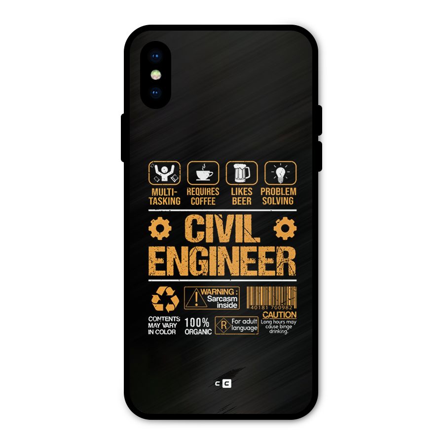 Civil Engineer Metal Back Case for iPhone XS
