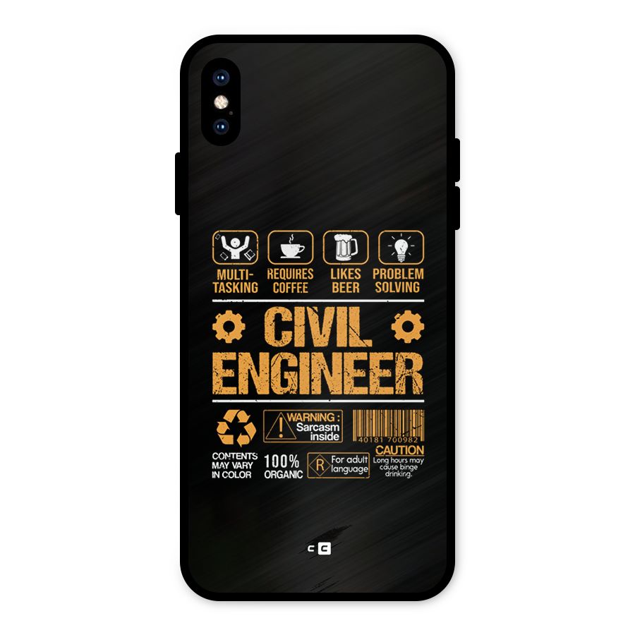 Civil Engineer Metal Back Case for iPhone XS Max