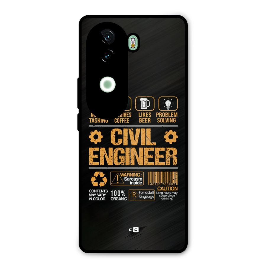 Civil Engineer Metal Back Case for iQOO Z9s