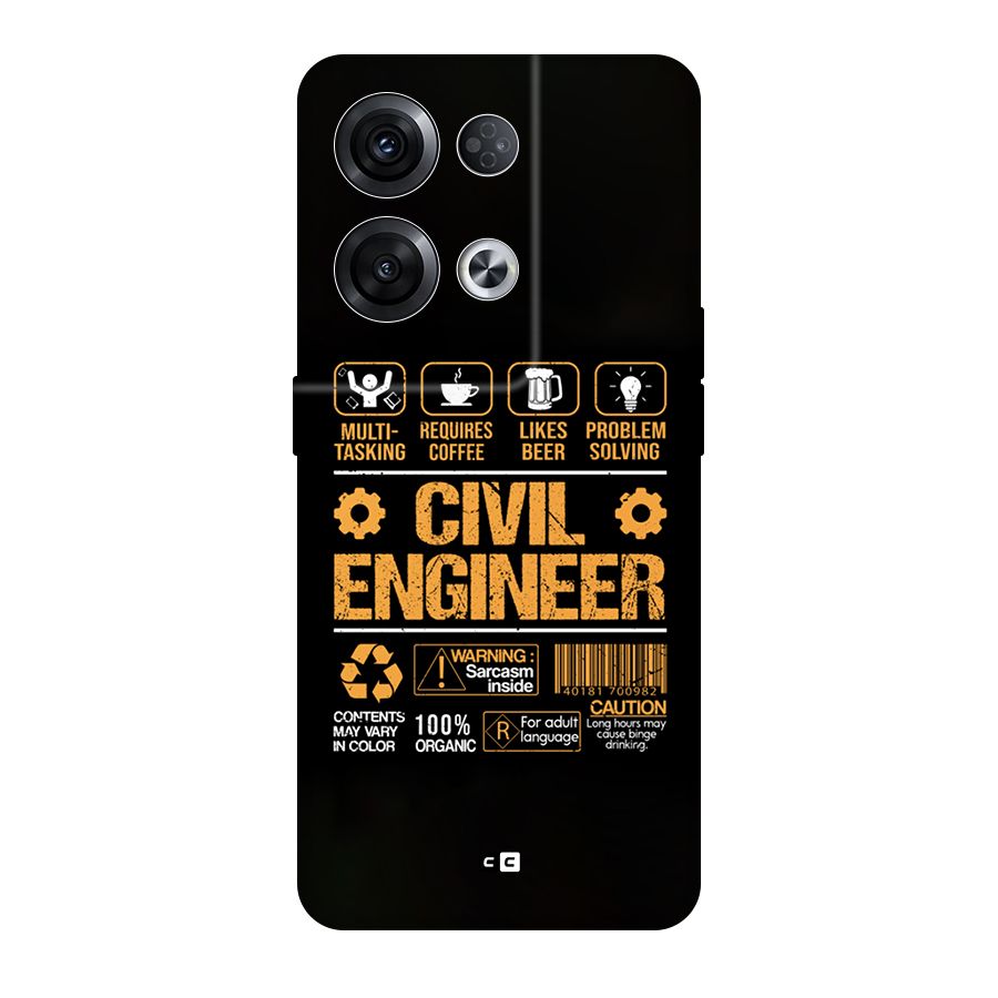 Civil Engineer Original Polycarbonate Back Case for Oppo Reno8 Pro 5G
