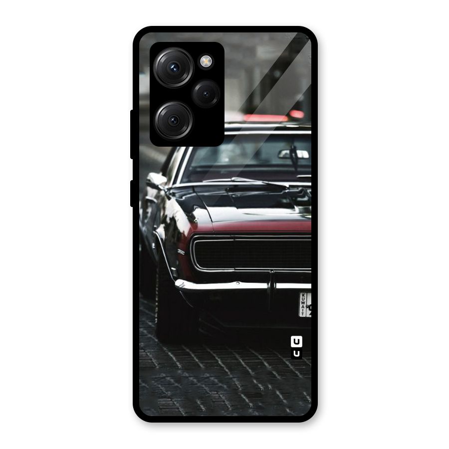 Class Vintage Car Glass Back Case for Poco X5 Pro