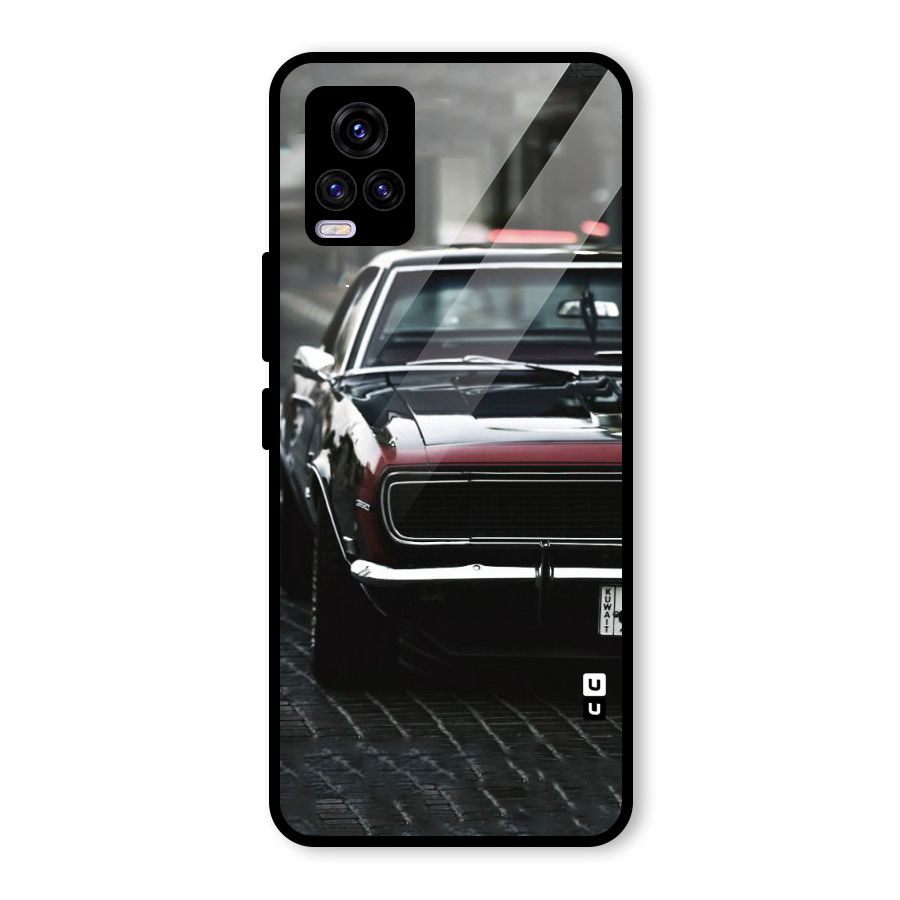 Class Vintage Car Glass Back Case for Vivo V20 2021