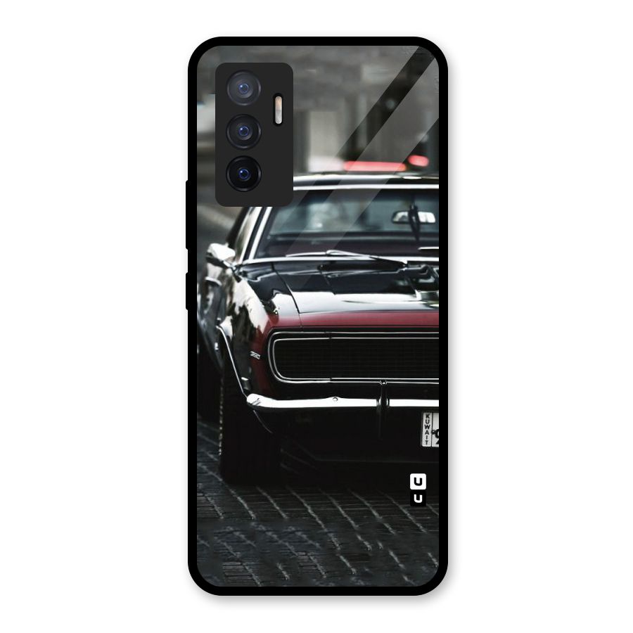 Class Vintage Car Glass Back Case for Vivo V23e