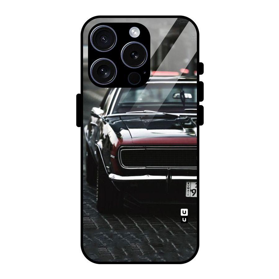 Class Vintage Car Glass Back Case for iPhone 15 Pro