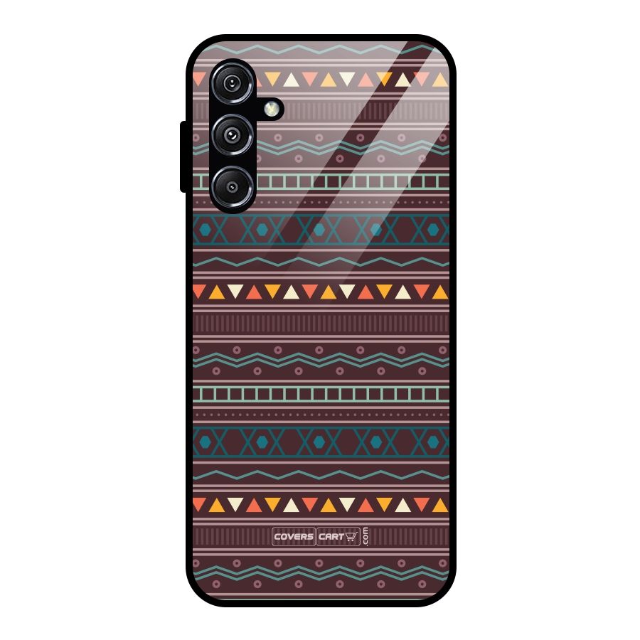 Classic Aztec Pattern Glass Back Case for Galaxy M34 5G