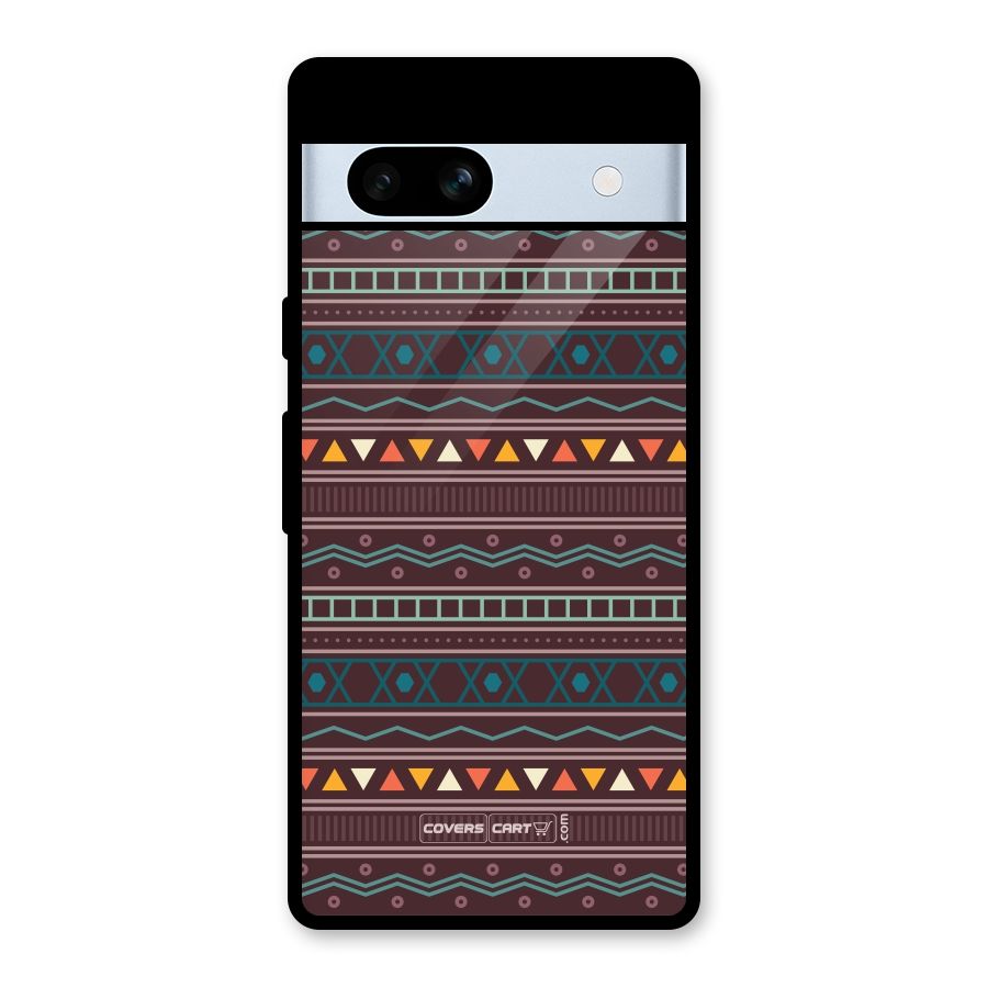 Classic Aztec Pattern Glass Back Case for Google Pixel 7a