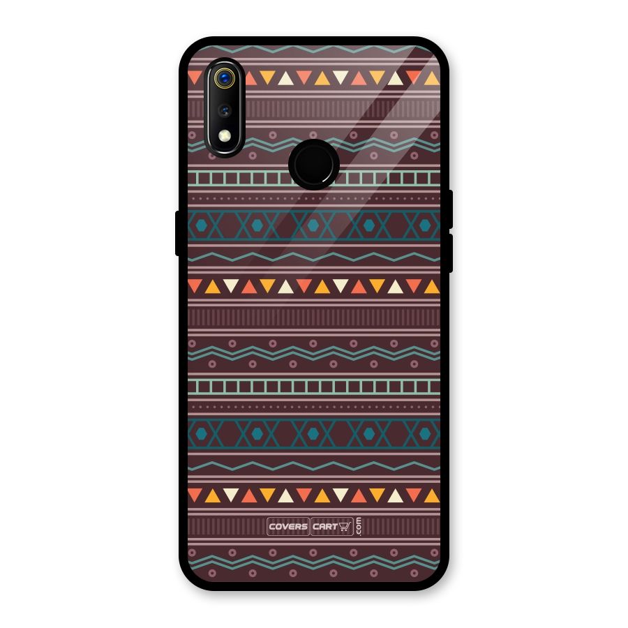 Classic Aztec Pattern Glass Back Case for Realme 3i