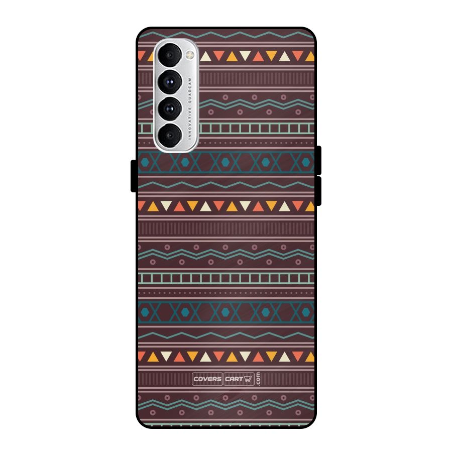 Classic Aztec Pattern Metal Back Case for Oppo Reno4 Pro