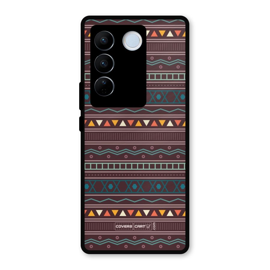 Classic Aztec Pattern Metal Back Case for Vivo V27 Pro